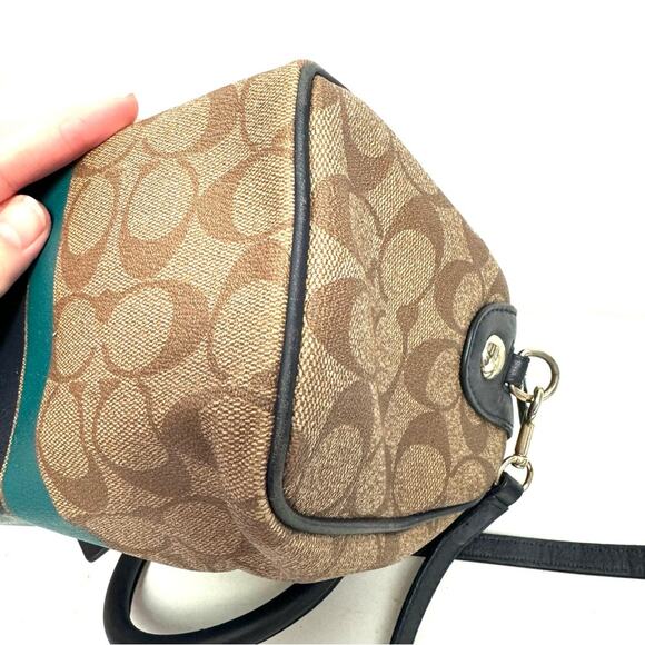 Coach Blue Varsity Stripe Mini Bennet Satchel Bag Purse Crossbody - Picture 8 of 14